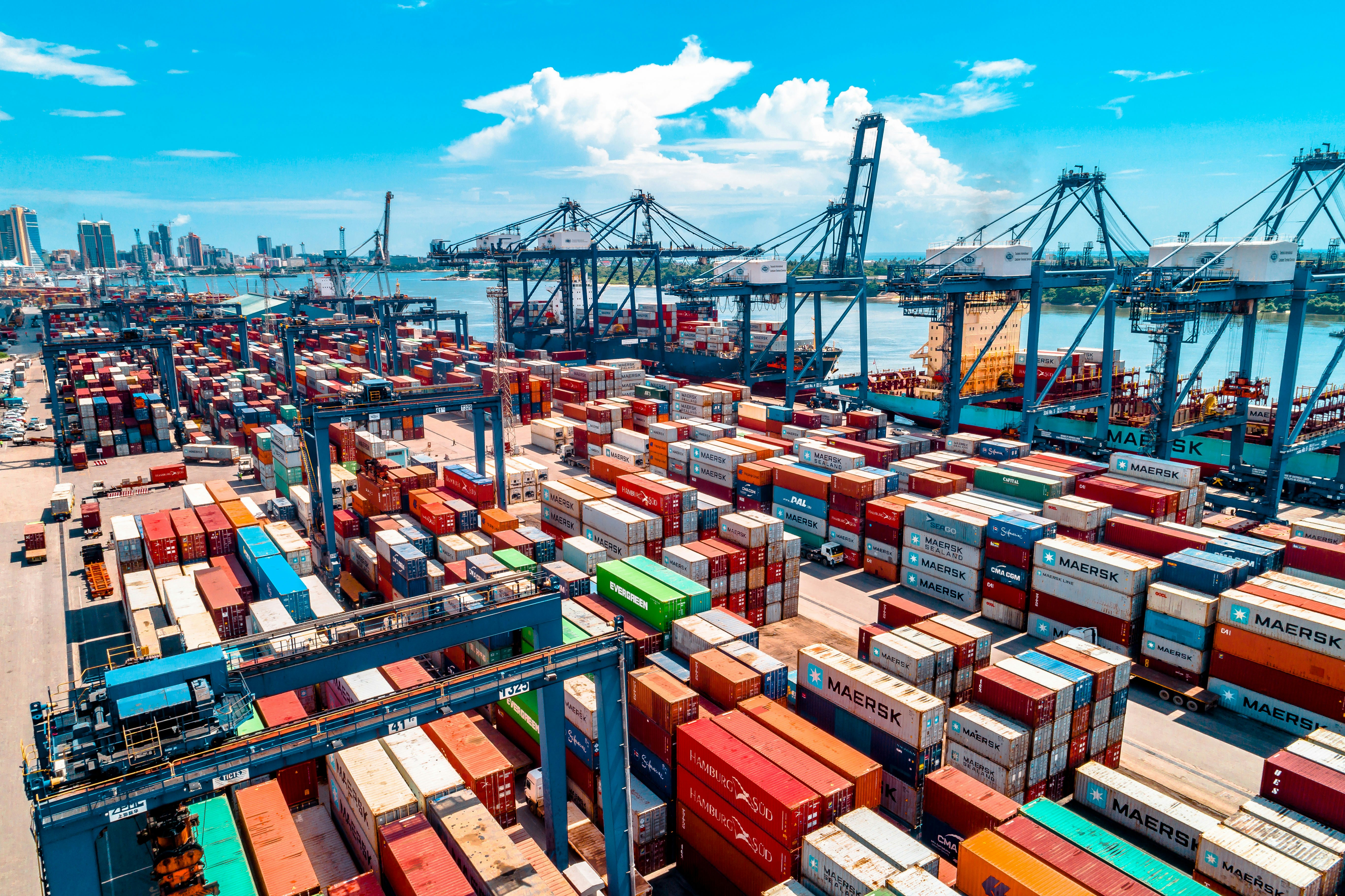 Container port supporting global trade and transportation networks
